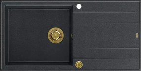 Chiuveta compozit incastrata Quadron Unique Evan 146 XL negru diamant - auriu 100x50 cm