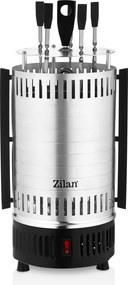 Gratar vertical Zilan ZLN5565 argintiu, putere 900W, rotatie automata, 5 bete pentru frigarui
