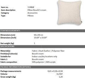 Perna decorativa LUX 50x50cm, Bouclé Cream S 114868 HZ