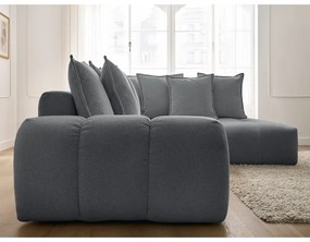 Colțar gri închis extensibil/cu spațiu de depozitare cu tapițerie din chenille (cu colț pe partea dreaptă/în formă de ”L”) Everest – Bobochic Paris