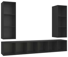 3079881 vidaXL Dulapuri TV suspendate, 4 buc, negru, lemn prelucrat