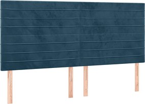 vidaXL Tăblie de pat albastru închis 200x5x118/128 cm catifea