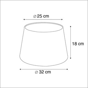 Abajur din bumbac negru 32/25/18 cu interior auriu