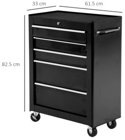 Carucior scule pentru atelier HOMCOM, 61.5x33x85cm negru | Aosom RO