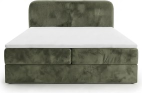 Pat tapițat boxspring FORENA 160x200 cm verde inchis Saltea: Saltea cu arcuri Bonell