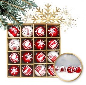 Set decoratiuni de Craciun RED&WHITE rosu-alb, 16 bucati
