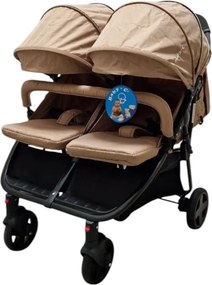 Carucior nou nascuti 2 in 1 pentru gemeni BABY CARE™ PRO P798, Cadru aluminiu, Spatar reglabil in 5 trepte, Amortizoare, Frana picior, Pliabil, Maron