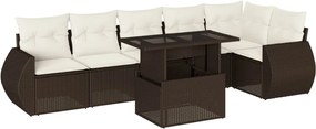 vidaXL Set canapele de grădină cu perne, 7 piese, maro, poliratan