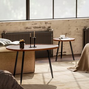 HOMCOM Set de 2 Măsuțe de Cafea Suprapunabile din Lemn și Metal | Aosom Romania