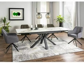Masa extensibila Columbus Ceramic alb AMBER BIANCO/negru L160-240 cm