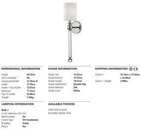 Aplica de perete design clasic GORDON nichel lucios