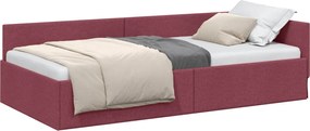 vidaXL Cadru de pat colțar Roșu Vin 90 cm x 190 cm țesătură