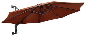 vidaXL Umbrelă de soare de perete cu stâlp metalic, cărămiziu, 300 cm