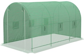 Outsunny Seră de Grădină Tunnel Suprafață Sol 8 m² 4L x 2l x 2,05H m cadru Tubular Ușă dublă cu fermoar 6 ferestre rulante verde | Aosom Romania