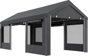 Outsunny Pavilion de Grădină cu Înălțime Reglabilă, 4 Uși și 4 Ferestre, 6x3 m, Gri Închis | Aosom Romania