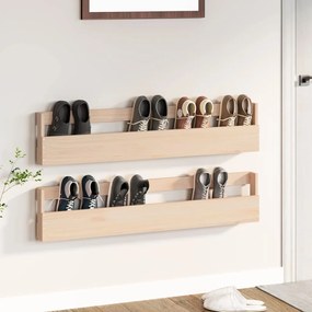 Pantofare de perete, 2 buc., 110x9x23 cm, lemn masiv pin 2, Maro, 110 x 9 x 23 cm, 1