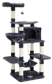 FEANDREA Bol pentru zgâriat pisici pe mai multe niveluri, stâlpi de zgâriat acoperiți cu sisal, 164CM