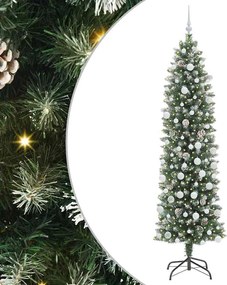 vidaXL Copac Artificial Slăb de Crăciun cu 300 LED Verde și alb 210 cm