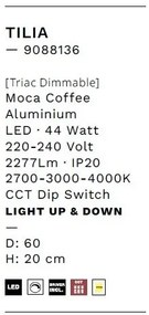 Plafoniera LED design minimalist TILIA moca coffee