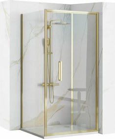 Cabina de dus dreptunghiulara cu usi pliabile auriu Rea Rapid Fold 80x90 cm