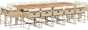 vidaXL Set mobilier de grădină cu perne, 15 piese, bej, poliratan