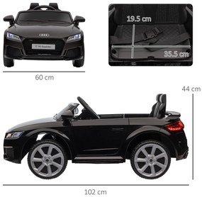 HOMCOM Masina Electrica pentru Copii AUDI TT, Auto Electrica pentru Copii 3-5 Ani cu Telecomanda, USB, Portiere care se deschid si Faruri LED, Negru