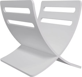 vidaXL Suport din lemn pentru reviste, vertical, alb