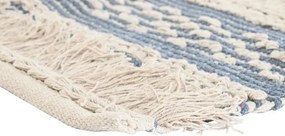 Covor din bumbac țesut manual, albastru și alb, 120 x 180 cm, 1600 gr, „Cotton Carpet Blue"
