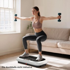 Placă vibratoare HOMCOM cu 99 trepte, 2 benzi fitness 73 x 40 x 13cm Alb+Negru | Aosom Romania