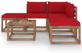 3067386 vidaXL Set mobilier de grădină cu perne roșii, 6 piese