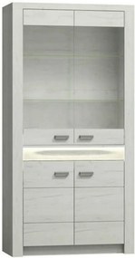Vitrina INFINITY I-03, frasin alb, PAL melaminat/sticla, 96x42x192 cm