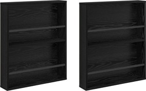 vidaXL Raft pentru reviste cu raft 2 pcs Stejar Negru 60 x 12 x 70 cm