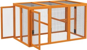 PawHut Coteț pentru 1-3 găini, cadru din lemn, plasă din oțel, design extensibil, bare de așezare din lemn, Portocaliu | Aosom Romania