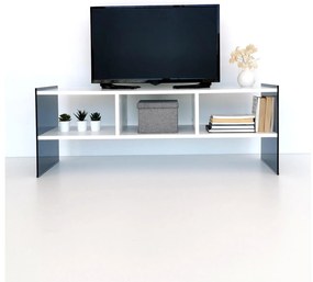 Masă TV/Dulap Vamebo 7 (alb + fumuriu) . 1095481