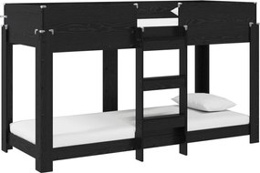 vidaXL Pat Etajat pentru Copii Stejar Negru 75 x 190 cm Lemn compozit