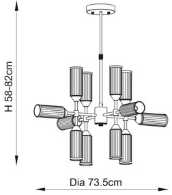 Endon 92214 - Candelabru pe tijă TOUR 12xG9/3W/230V, alamă