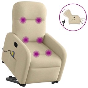 vidaXL Fotoliu electric de masaj rabatabil cu ridicare, crem, textil