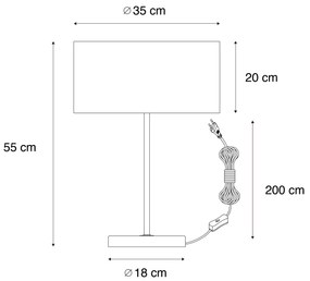 Lampă de masă din alamă cu abajur din catifea maro 35cm - Kaso