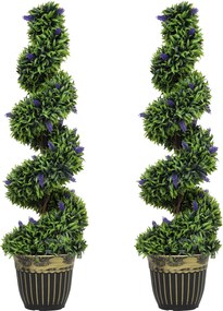 HOMCOM Set de Două Plante Artificiale Lavandă 90cm | Aosom Romania