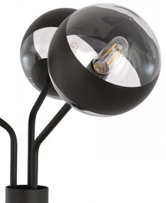 Lampadar modern negru cu 3 globuri din sticla transparente Nova