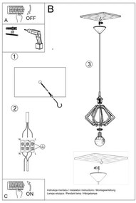 Lustră pe cablu POMPELMO 1xE27/60W/230V