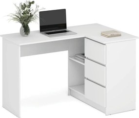 Birou BEGA, alb, PAL laminat, 124x85x76 cm