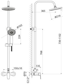 Set de duș cu baterie Aqualine FACTOR negru mat
