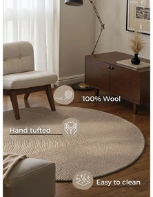 Covor bej țesut manual rotund din lână ø 120 cm Eleni Light Beige – Hanse Home