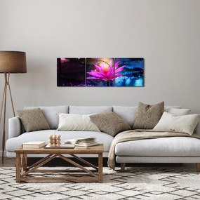 Tablou cu lotus pe apă (cu ceas) (90x30 cm)