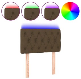 vidaXL Tăblie de pat cu LED, maro închis, 80x7x78/88 cm, textil