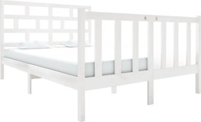 vidaXL Cadru de pat mic dublu, alb, 120x190 cm, lemn masiv de pin