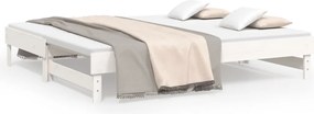 vidaXL Pat de zi extensibil, alb, 2x(90x190) cm, lemn masiv de pin