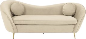 Canapea cu 3 locuri de design, ţesătură Velvet bejgold crom auriu, EZIO TYP 3