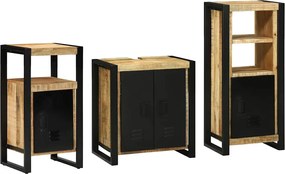 vidaXL Set de mobilier pentru baie cu sertar 3 pcs Lemn de mango solid